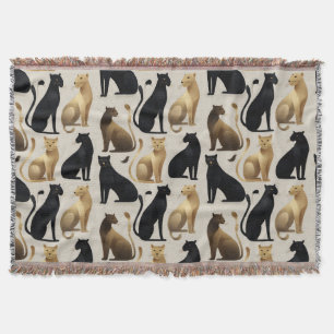 Mid-Century Modern Seamless Panther Pattern Throw Blanket