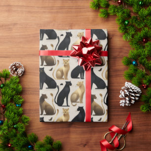 Mid-Century Modern Seamless Panther Pattern Wrapping Paper