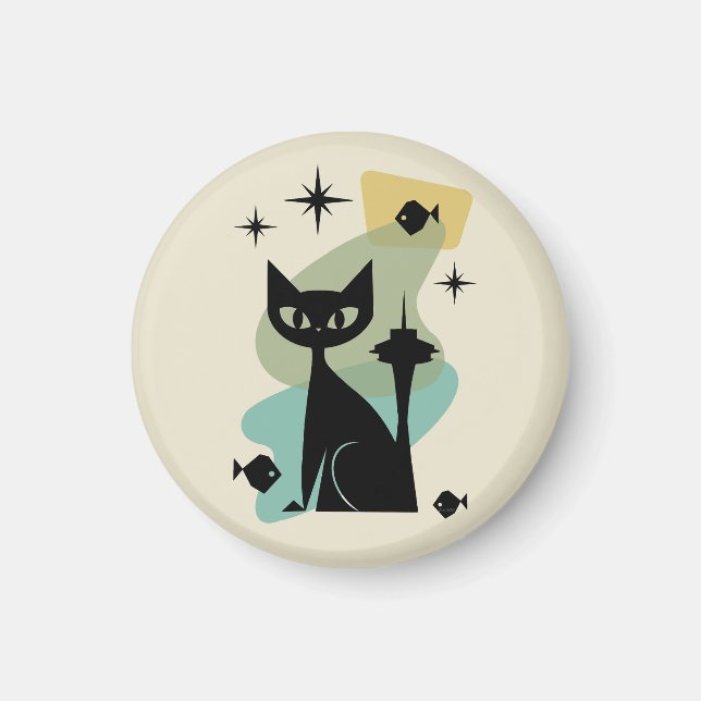 Mid Century Modern Seattle Cat Magnet (Front)