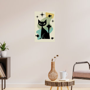 Mid Century Modern Seattle Cat Poster
