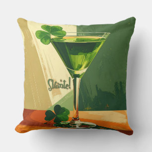 Mid Century Modern Shamrock Martini Sláinte! Cushion