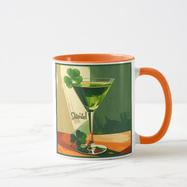 Mid Century Modern Shamrock Martini Sláinte!  Mug (Right)