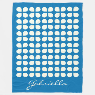 Mid Century Modern Shapes in Blue Personalised    Fleece Blanket