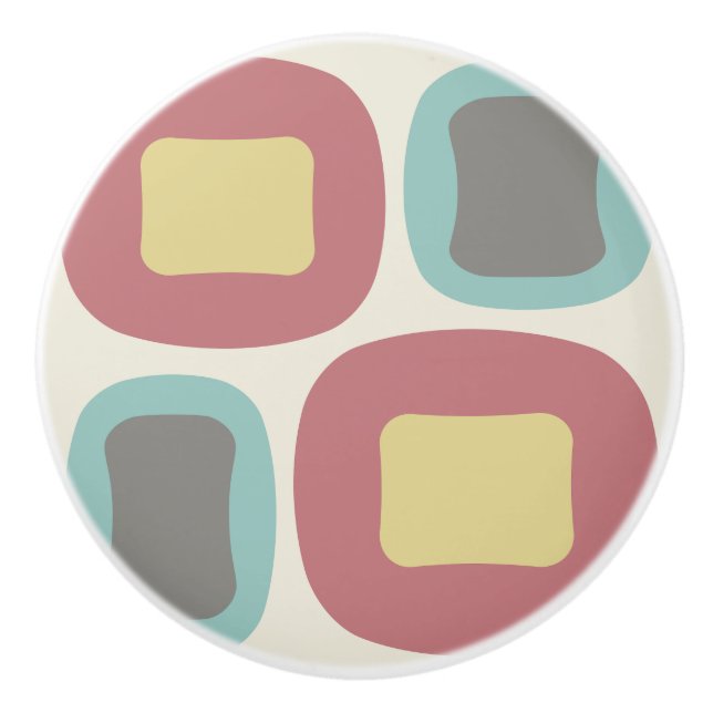 Mid Century Modern Shapes Multicolored Ceramic Knob (Front)