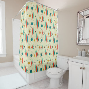 Mid-Century Modern Shower Curtain, Diamond Pattern Curtain