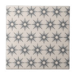 Mid-Century Modern Silver Starburst Pattern Cerami Ceramic Tile<br><div class="desc">Mid-century modern inspired design featuring vintage pattern of retro silver starbursts. Simple, clean modern design. One design of a coordinating collection. Create your own custom pattern by uploading a new image, or use the "message" button to contact the designer for help. To create your own patterned design: 1. Select personalise...</div>