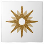 Mid-Century Modern Single Gold Starburst | Large Ceramic Tile<br><div class="desc">Mid-century modern inspired design featuring a single vintage retro gold starburst on a white background. Simple, clean modern design. Create your own custom tile by uploading a new image, or use the "message" button to contact the designer for help. To create your own design: 1. Select personalise this template. 2....</div>