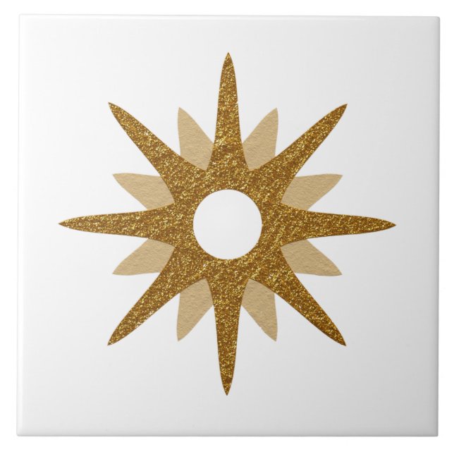 Mid-Century Modern Single Gold Starburst | Large Ceramic Tile (Front)