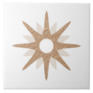 Mid-Century Modern Single Pink Starburst   Large Ceramic Tile