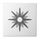 Mid-Century Modern Single Silver Starburst Ceramic Ceramic Tile<br><div class="desc">Mid-century modern inspired design featuring a single vintage retro silver starburst on a white background. Simple, clean modern design. Create your own custom tile by uploading a new image, or use the "message" button to contact the designer for help. To create your own design: 1. Select personalise this template. 2....</div>