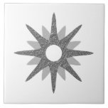 Mid-Century Modern Single Silver Starburst | Large Ceramic Tile<br><div class="desc">Mid-century modern inspired design featuring a single vintage retro silver starburst on a white background. Simple, clean modern design. Create your own custom tile by uploading a new image, or use the "message" button to contact the designer for help. To create your own design: 1. Select personalise this template. 2....</div>