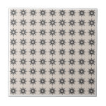 Mid-Century Modern Small Starburst Pattern Ceramic Tile<br><div class="desc">Mid-century modern inspired design featuring vintage pattern of small retro silver starbursts on a bone-coloured background. Simple, clean modern seamless design. Create your own custom pattern by uploading a new image, or use the "message" button to contact the designer for help. To create your own patterned design: 1. Select personalise...</div>