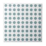 Mid-Century Modern Small Turquoise Star Pattern Ceramic Tile<br><div class="desc">Mid-century modern inspired design featuring vintage pattern of small retro turquoise starbursts on a white background. Simple, clean modern seamless design. Create your own custom pattern by uploading a new image, or use the "message" button to contact the designer for help. To create your own patterned design: 1. Select personalise...</div>
