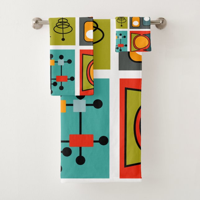 Mid-Century Modern Smorgasbord Bath Towel Set (Insitu)