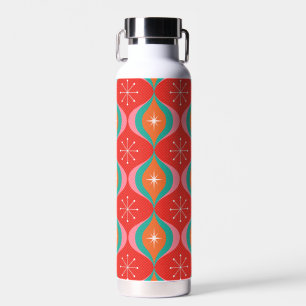 Mid Century Modern Snazzy Orange and Aqua Water Bottle