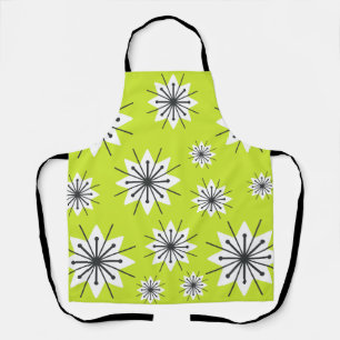 Mid Century Modern Snowflakes Chartreuse Apron