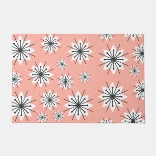Mid Century Modern Snowflakes Peach Doormat