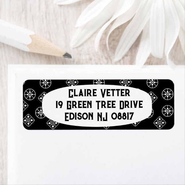 Mid-Century Modern Snowflakes  Return Address Label (Insitu)