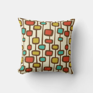 Mid-Century Modern Space Age Groovy in Retro Colou Cushion