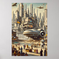 Mid-Century Modern Spaceport - Sleek Futuristic