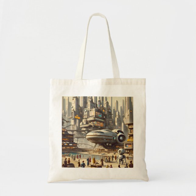Mid-Century Modern Spaceport - Streamlined Design Tote Bag (Front)