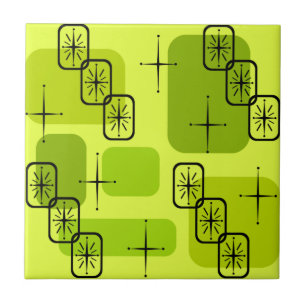 Mid Century Modern Sputnik Chartreuse Ceramic Tile