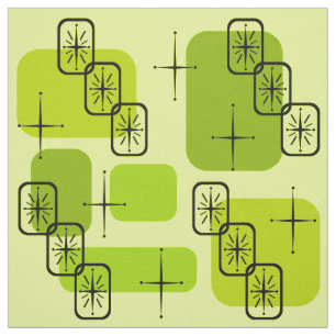Mid Century Modern Sputnik Chartreuse Fabric