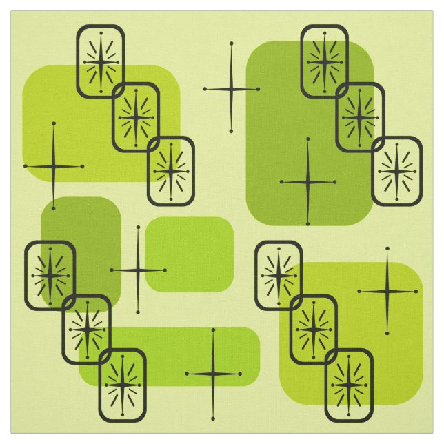 Mid Century Modern Sputnik Chartreuse Fabric (Swatch)