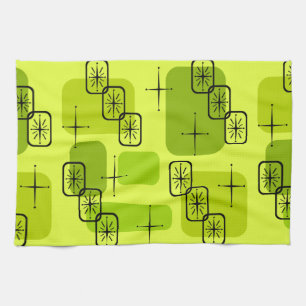 Mid Century Modern Sputnik Chartreuse Tea Towel