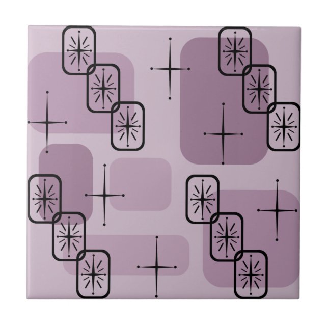 Mid Century Modern Sputnik Mauve Ceramic Tile (Front)