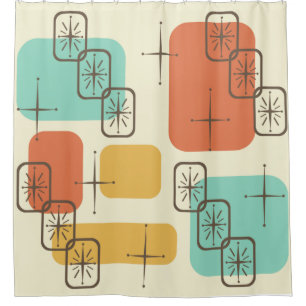 Mid Century Modern Sputnik Multicolored 1 Shower Curtain