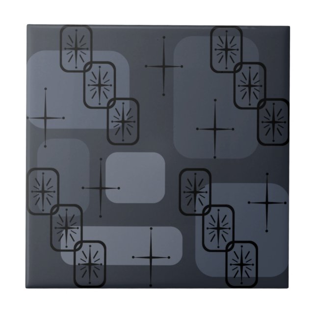 Mid Century Modern Sputnik Slate Ceramic Tile (Front)