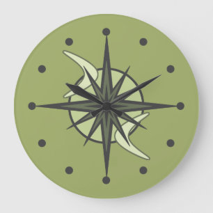 Mid Century Modern Sputnik Starburst Chartreuse Large Clock