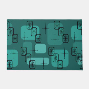 Mid Century Modern Sputnik Teal Doormat