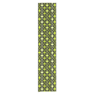 Mid Century Modern Square Columns Black Chartreuse Short Table Runner