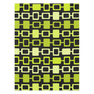 Mid Century Modern Square Columns Black Chartreuse Tablecloth