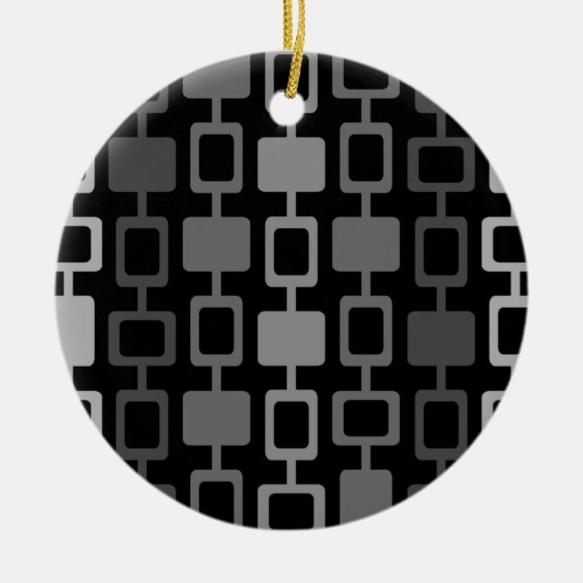 Mid Century Modern Square Columns Black Grey Ceramic Ornament (Front)
