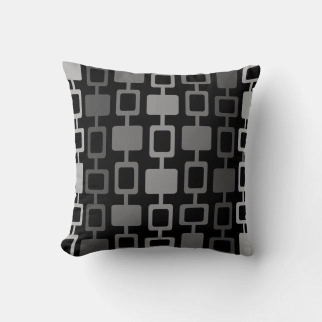 Mid Century Modern Square Columns Black Grey Cushion (Front)