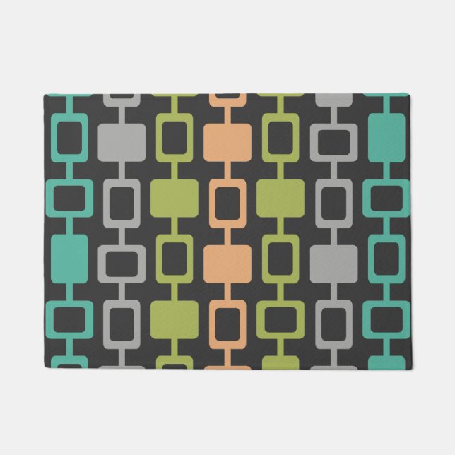 Mid Century Modern Square Columns Charcoal Doormat (Front)