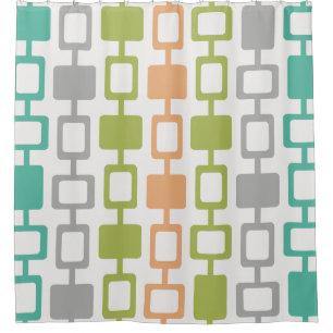 Mid Century Modern Square Columns Shower Curtain