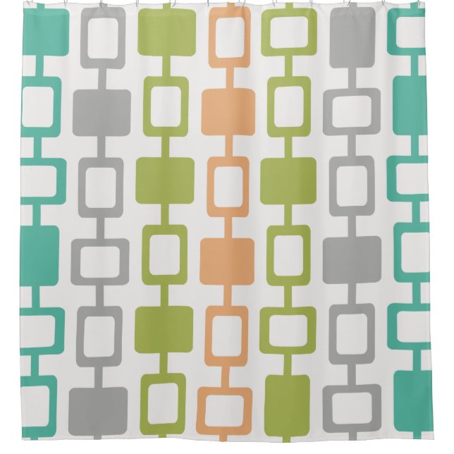 Mid Century Modern Square Columns Shower Curtain (Front)