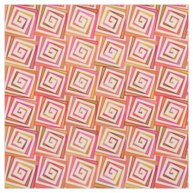 Mid-Century Modern square spirals - cream multi Fabric (Swatch)