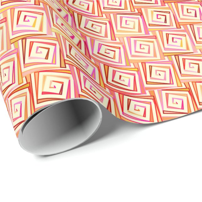 Mid-Century Modern square spirals - cream multi Wrapping Paper (Roll Corner)