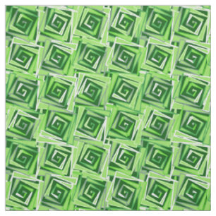 Mid-Century Modern Square Spirals, Jade Green Fabric