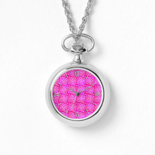 Mid-Century Modern square spirals - pink multi Watch