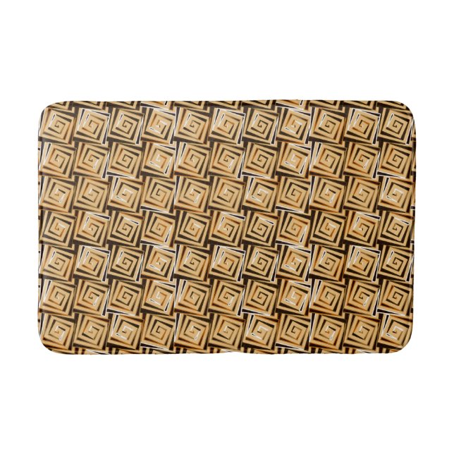 Mid-Century Modern square spirals - tan multi Bath Mat (Front)
