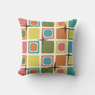 Mid Century Modern Squares Colourful Cushion