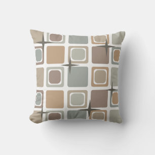 Mid Century Modern Squares Earth Tones Cushion
