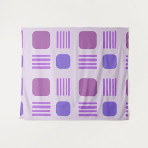 Mid-Century Modern Squares Lines Light Purple Tapestry