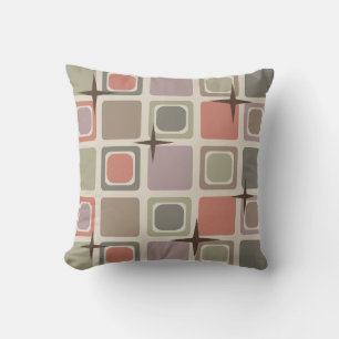 Mid Century Modern Squares Stars Multicolored Cushion